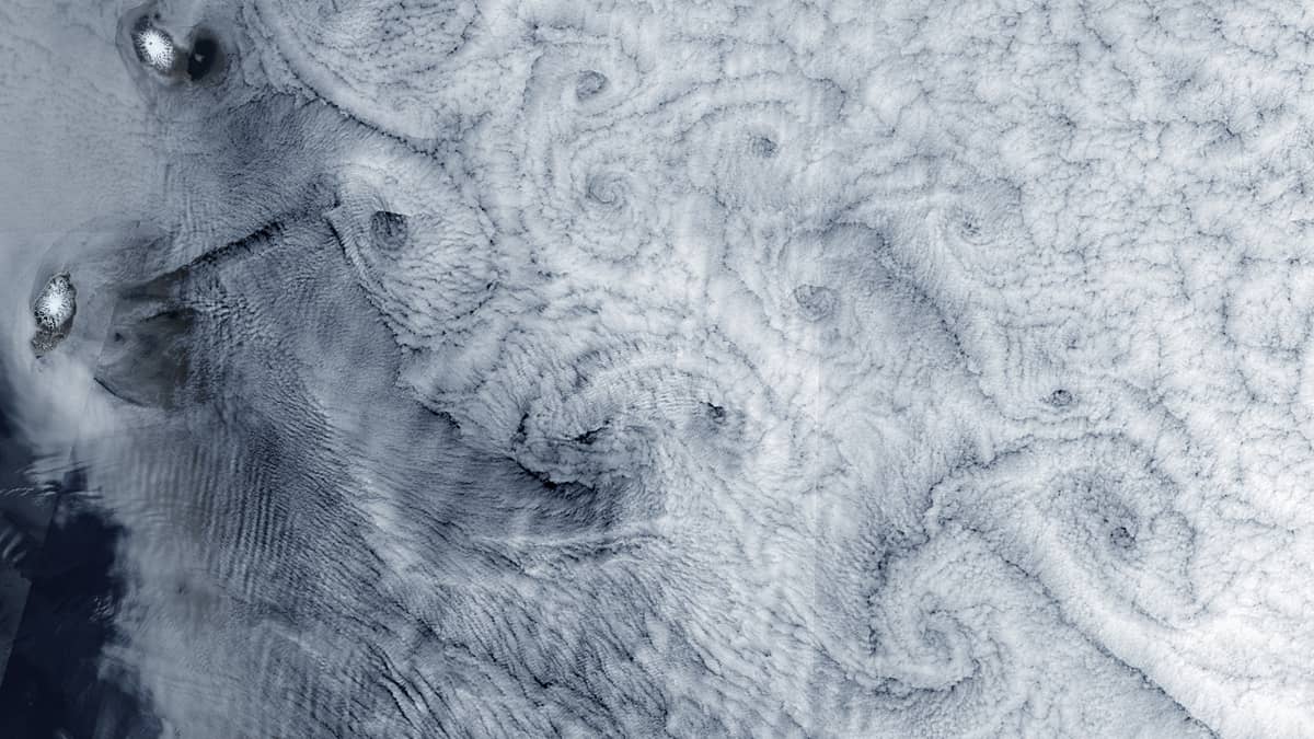 Karman vortices downstream of the Kurils